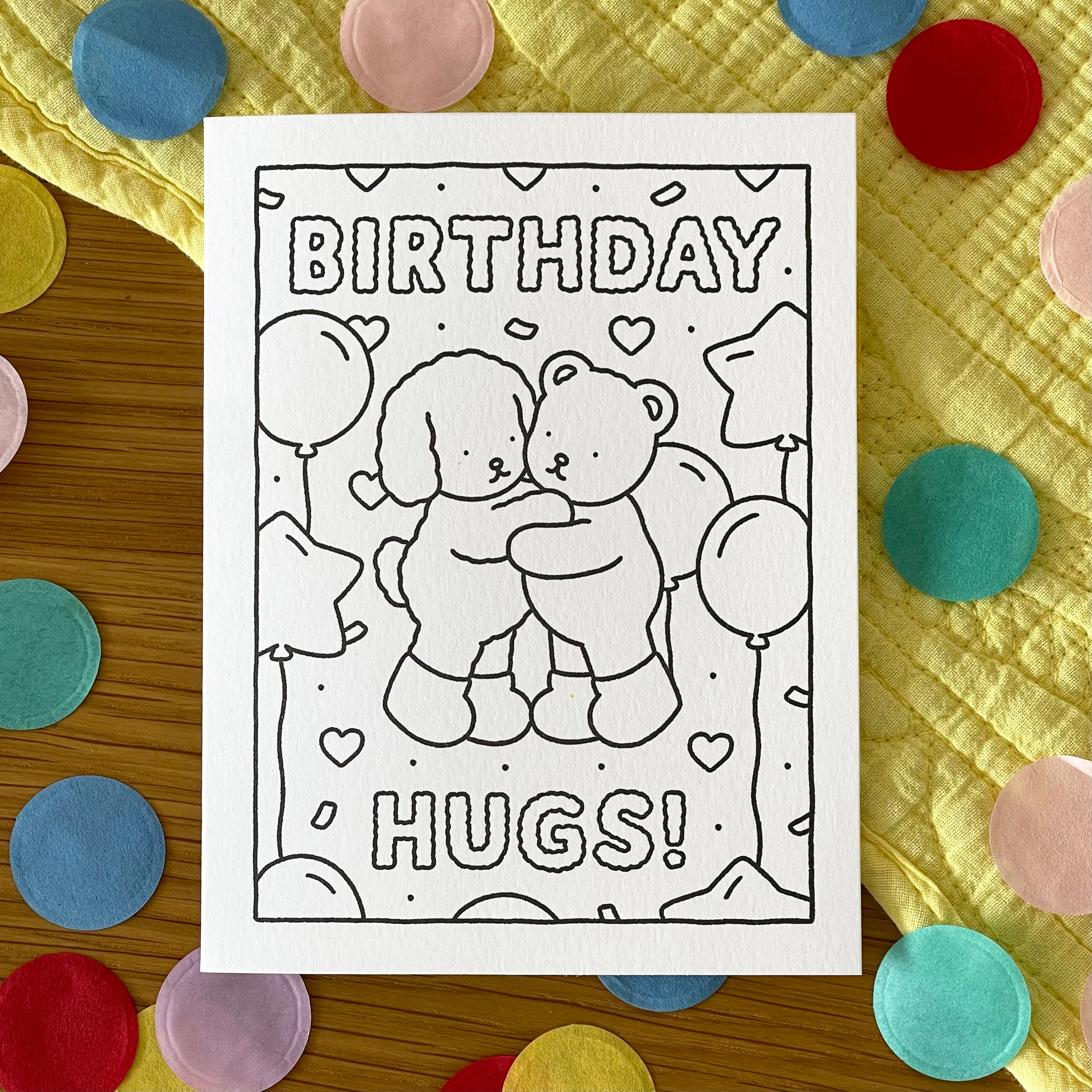 Birthday Hugs! Coloring Card
