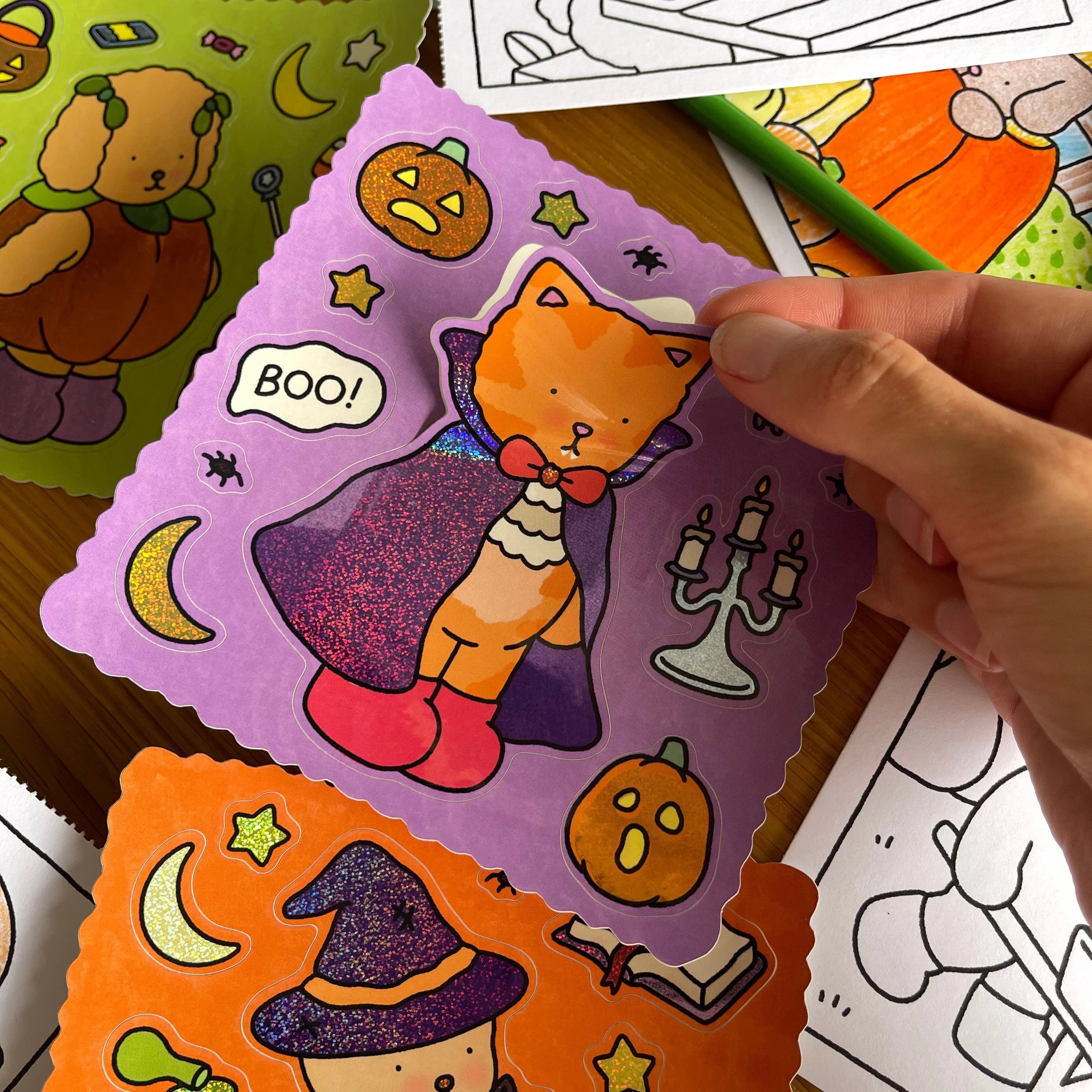 Vampire Kitten Glitter Sticker Sheet